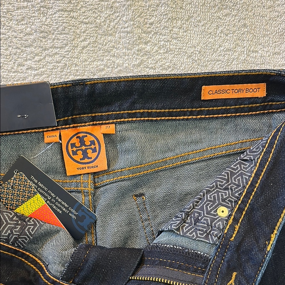 Tory Burch Blue Boot Cut Jeans with Gold Accents - Picture 8 of 10